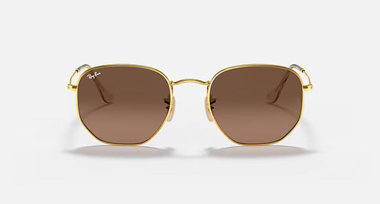 Ray-Ban Hexagonal Flat Lenses Γυαλιά Ηλίου Gold με Καφέ Φακούς