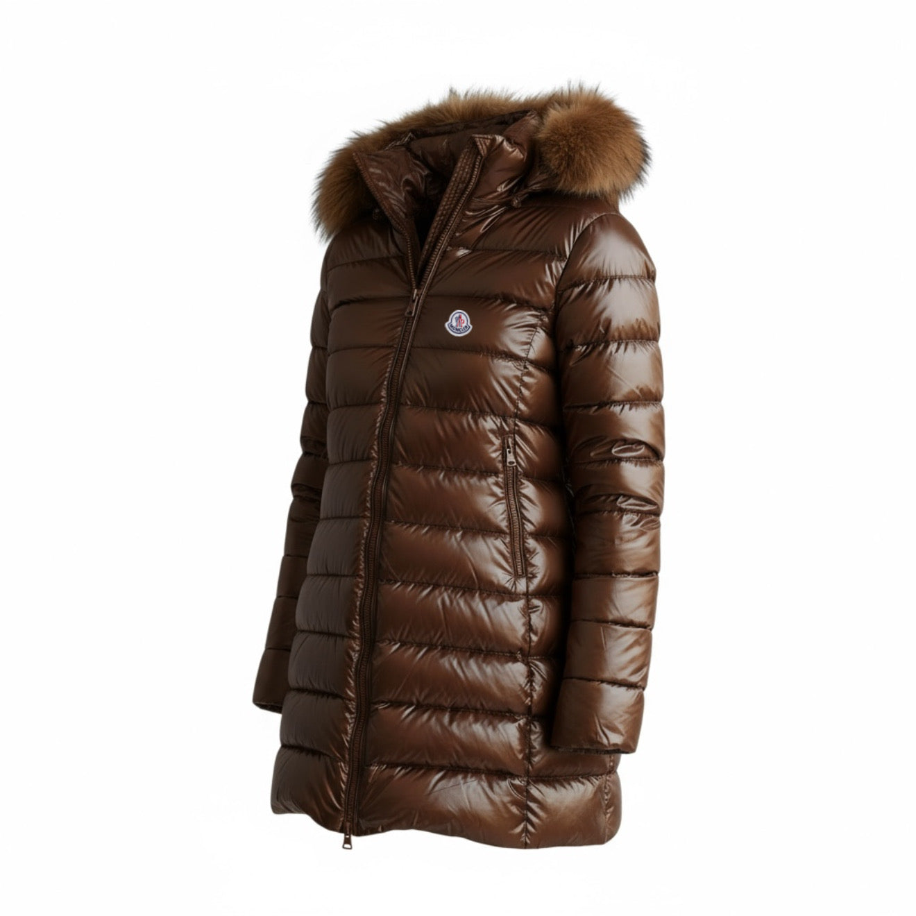 Γυναικείο Μπουφάν Moncler Puffer με Γούνα – Καφέ