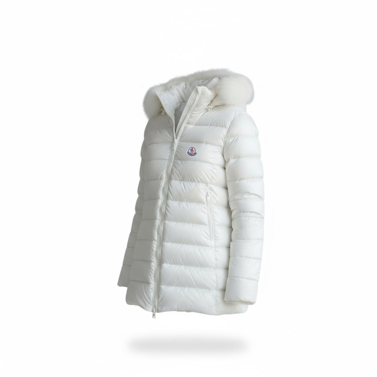 Γυναικείο Μπουφάν Moncler Puffer με Γούνα – Λευκό