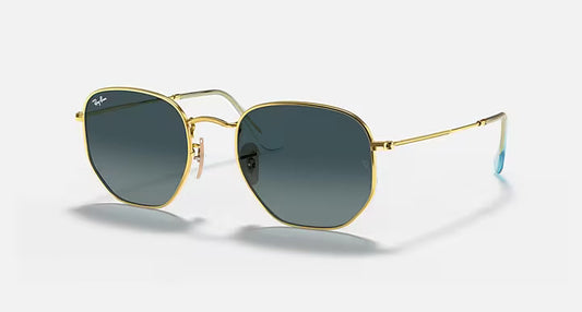 Ray-Ban Hexagonal Flat Lenses Γυαλιά Ηλίου Χρυσό με Πράσινους Φακούς