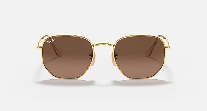 Ray-Ban Hexagonal Flat Lenses Γυαλιά Ηλίου Gold με Καφέ Φακούς