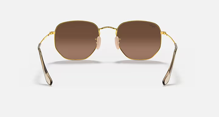 Ray-Ban Hexagonal Flat Lenses Γυαλιά Ηλίου Gold με Καφέ Φακούς