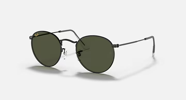 Ray-Ban Round Metal Legend Gold - Μαύρα Στρογγυλά Γυαλιά Ηλίου με Πράσινους Φακούς
